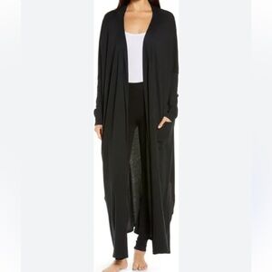 LUNYA Organic Pima Cotton Long Duster Cardigan Black One Size